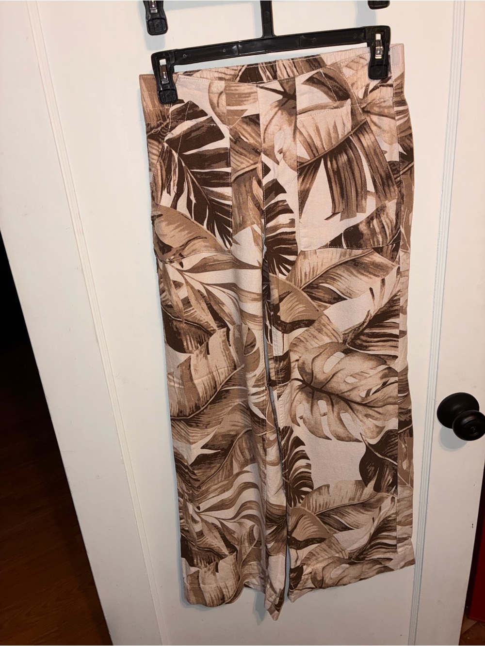 Rewash Brown Tropical Print A-Line Wide-Leg Pants